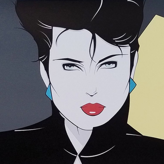 Image 1 of Wunderschönes Original-Kunstposter von Patrick Nagel aus den 1990er Jahren: „Open Jacket“.