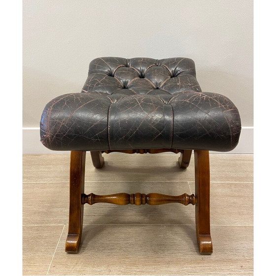 Image 1 of Vintage brown leather footrest, 1970