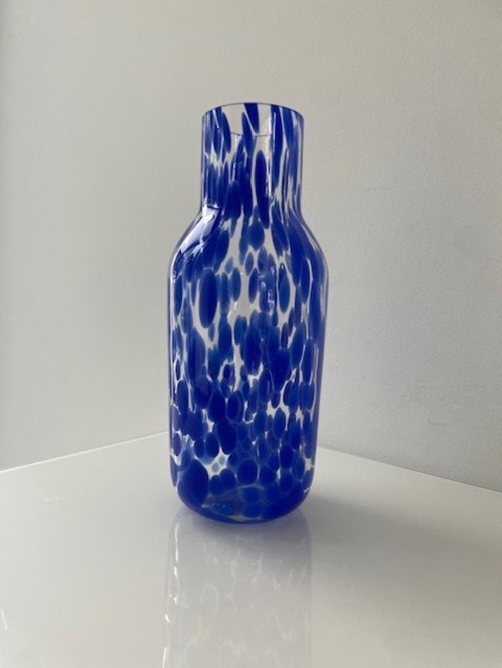 Image 1 of Mouth-blown designer carafe/vase sapphire blue – unique