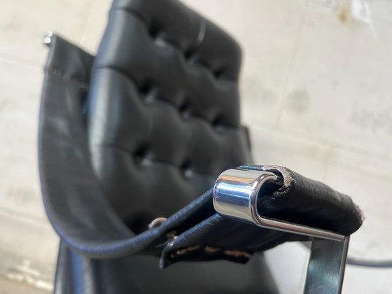Artifort Swivel Armchair Black Leather Lounge Chair, Chrome (photo 13 of 14)