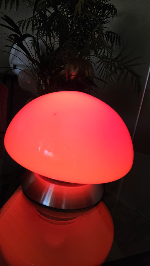 Red space age mushroom lamp
