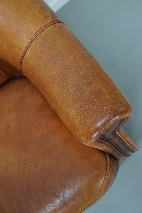 Image 1 of Vintage Nederlandse clubfauteuil in cognackleurig leer