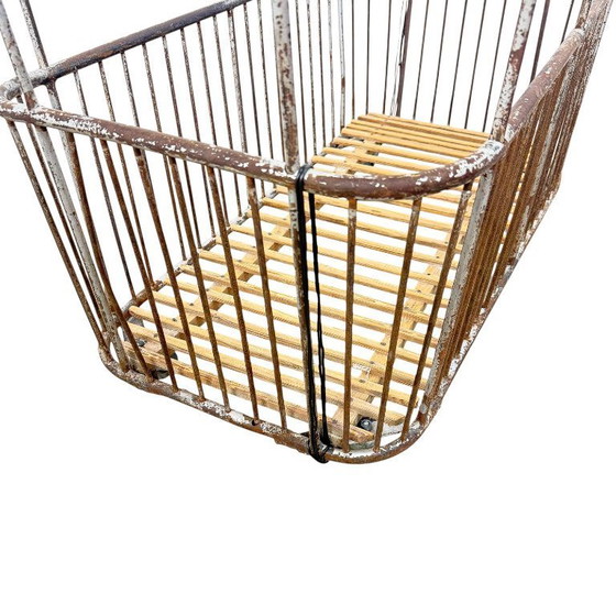 Image 1 of Chariot de boulanger long en métal, style français vintage – chariot à pain industriel – panier à linge.