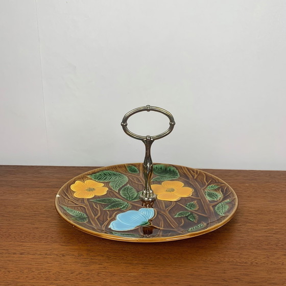 Image 1 of Barbotine Server / Tablett, Sarreguemines, 1950