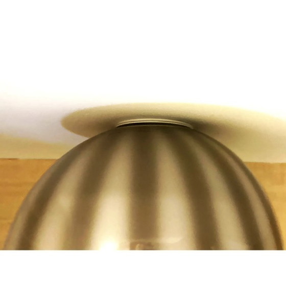 Image 1 of Plafonnier sphérique en verre de Murano blanc laiteux et beige, style années 70