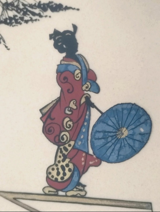 Pair of Japanese Watercolors: Young Ladies with Parasols – Paintings & Drawings, Paper (photo 9 of 13)
