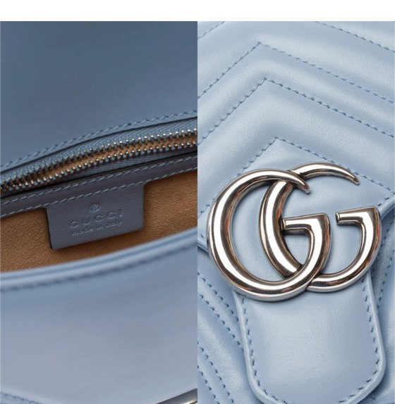 Image 1 of Sac Gucci Marmont En Cuir Bleu-103342