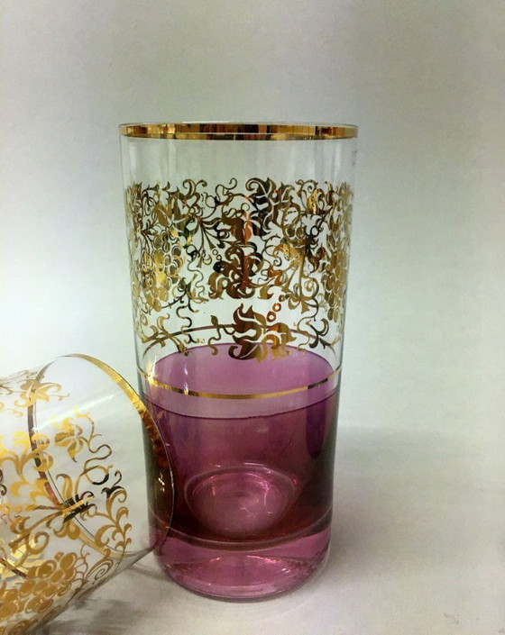 Image 1 of 6 bicchieri colorati / Borocrystal / Cecoslovacchia