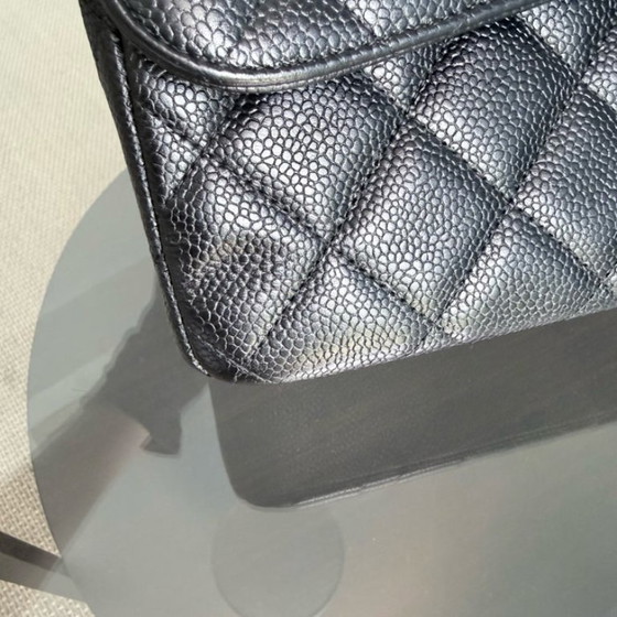 Image 1 of Chanel Classic Flap Jumbo - Caviar 30CM Single Flap Quilted Black 24K Gold Hardware Series 12