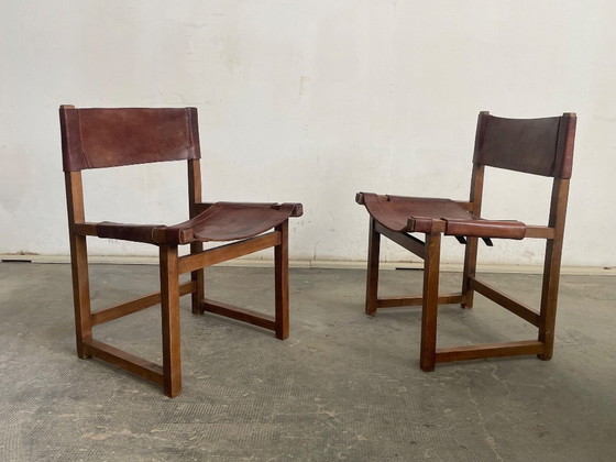 Image 1 of Een paar vintage leren stoelen