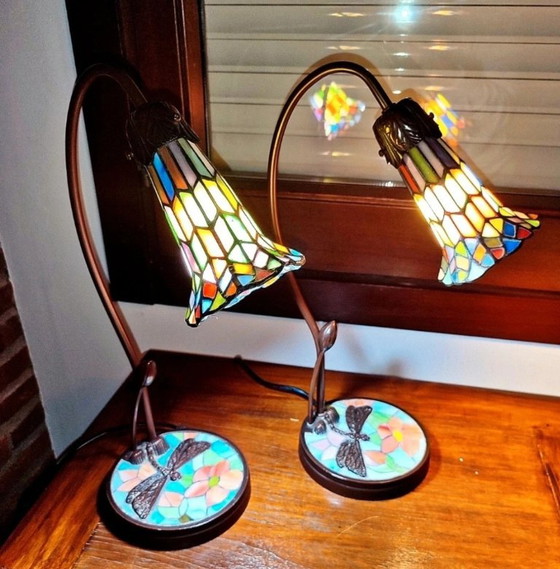 Conjunto de Lámparas de Sobremesa Estilo Tiffany con Diseño de Libélula – Lámparas de mesa, Crystal (photo 11 of 14)