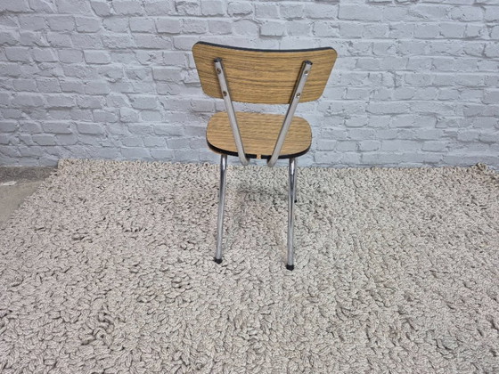 Image 1 of Mixed Set of 4 Vintage Design Kitchen Chairs by Brabantia, Wood-Effect Formica, The Netherlands, 1960s