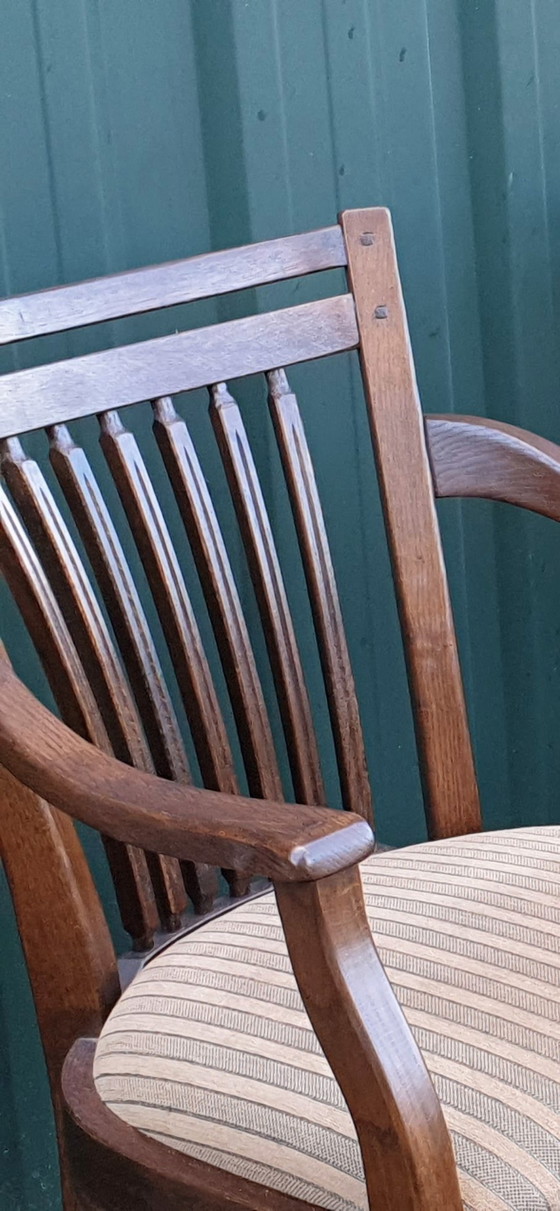 Image 1 of 6 Bannink jugendstil eiken eetkamer stoelen 