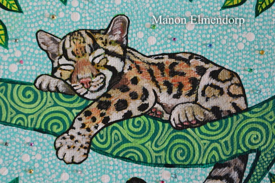 Image 1 of Unique Hand Painted Painting Red Panda New