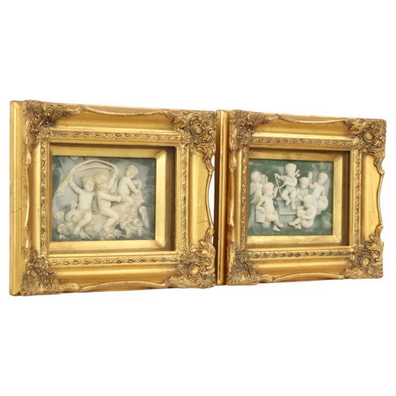 Image 1 of Placche incorniciate in alabastro Biggs and Sons London