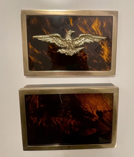 Image 1 of Lucite Schildpatt Messing Box Dior Frankreich 70er Jahre 