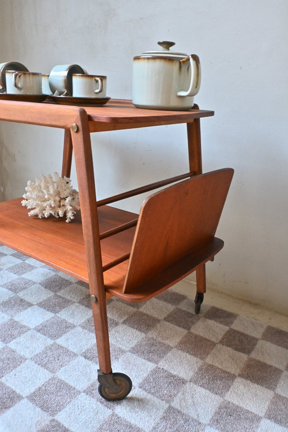 Image 1 of Vintage Teak Barcart Met Tijdschriftvak