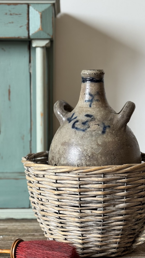 Image 1 of Antike, salzglasierte Steingutflasche/Wasserkrug aus dem 19. Jahrhundert