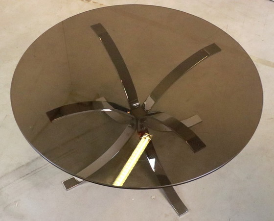 Image 1 of Tavolino vintage cromato con piano in vetro fumé 'Ostrau