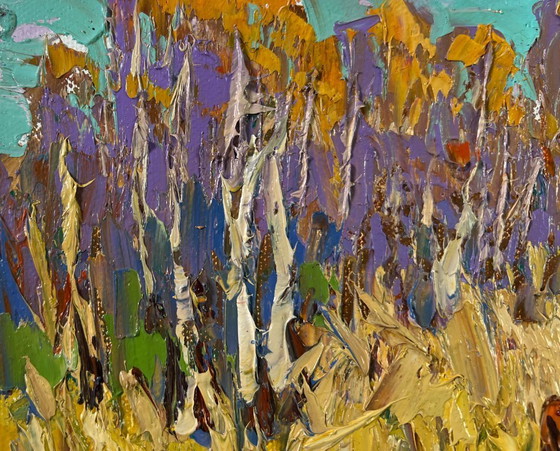 Image 1 of Original Oil Painting Summer Nature Landscape At the forest edge