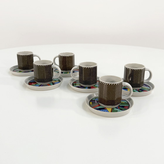 Image 1 of Set di 6 tazze da caffè e piattini di Barbara Brenner per Rosenthal, anni '90