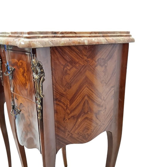 Comodini classici in stile Luigi XV francese, anni '70, Legno, Marmo, Marrone, Klassiek (foto 5 di 8)