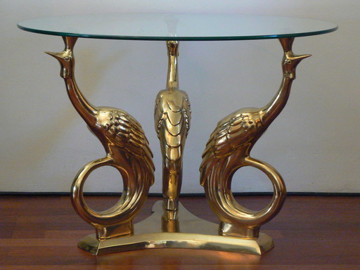 Vintage Hollywood Regency Peacock Peacock Brass Table