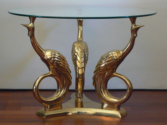 Image 1 of Table Vintage Hollywood Regency Peacock Peacock Brass Table