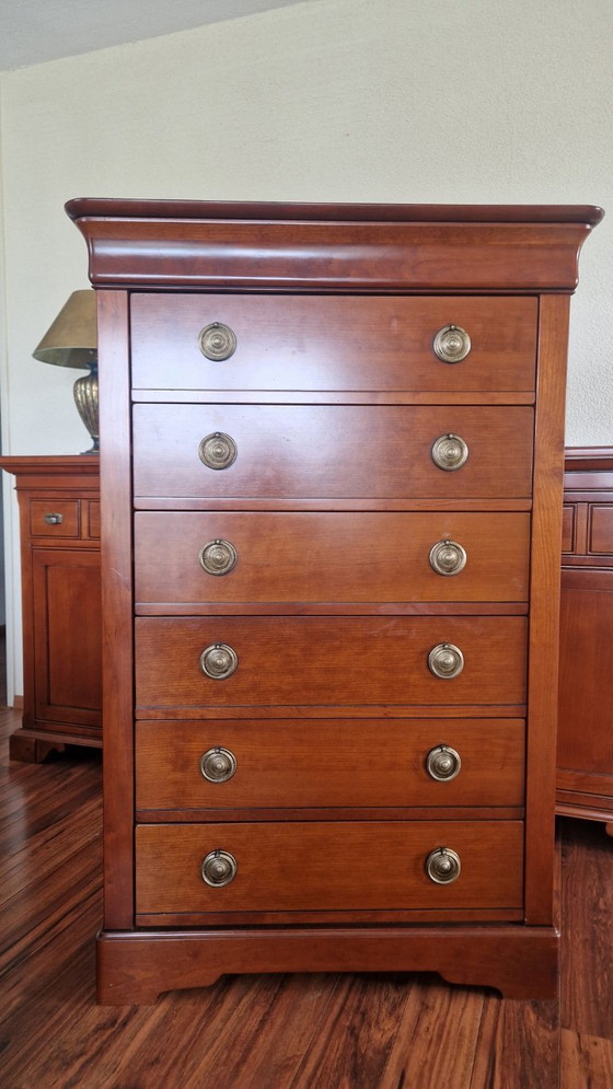 Cassettiera in legno con sei cassetti, Cassettiere, Ottone, Marrone, Klassiek (foto 5 di 11)