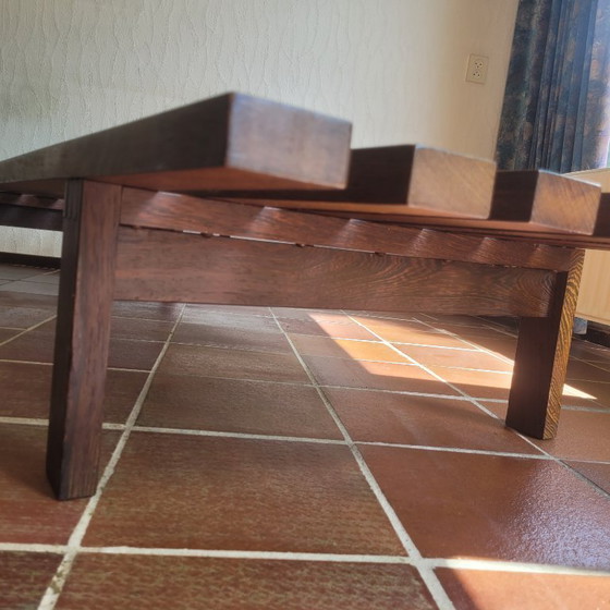 Image 1 of 1960s Wenge Design Set | Slatted Sofa and Coffee Table
