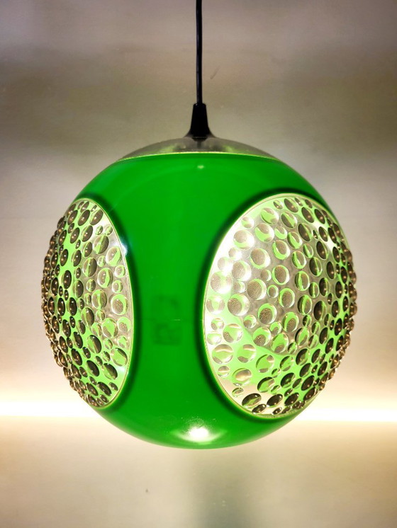 Image 1 of Space age hanglamp, Bug eye, Massive, groen, België, jaren 1970