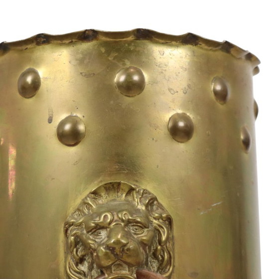 Unieke Obus Paraplubak XL Trench Art 1915 WO1 Leeuwenkoppen – Brass, Vintage (photo 15 of 25)