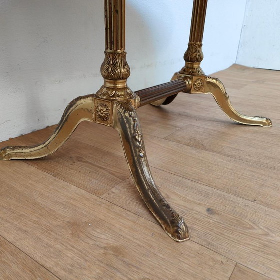 Oval Vintage Regency Coffee Table with Marble Onyx Top – Brass (photo 7 of 13)