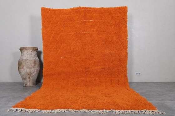 Image 1 of Alfombra tejida a mano de pura lana naranja, 2/3 m