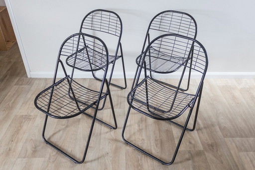Lot de 4 chaises pliantes noires vintage IKEA ÅLAND (1986) - Niels Gammelgaard