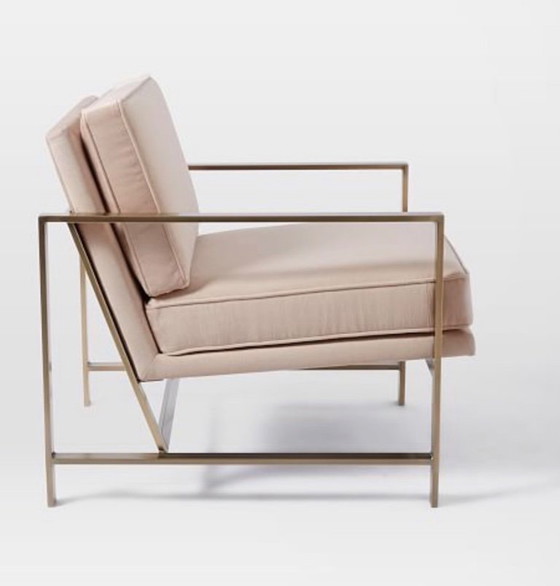 Image 1 of 2x Samtstühle in Rosé und Messing