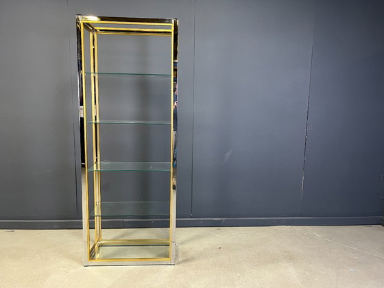 Image 1 of Messing en chromen plank van Renato Zevi, jaren 70.