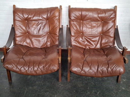 2 butacas Hunter Safari de Torbjörn Afdal para Bruksbo Noruega, años 60