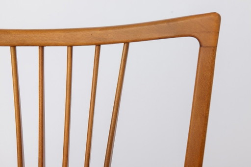 Vintage 1950s German Armchair | Solid Beech Wood | Newly Upholstered Chair – eetkamerstoelen, Textile (photo 2 of 10)