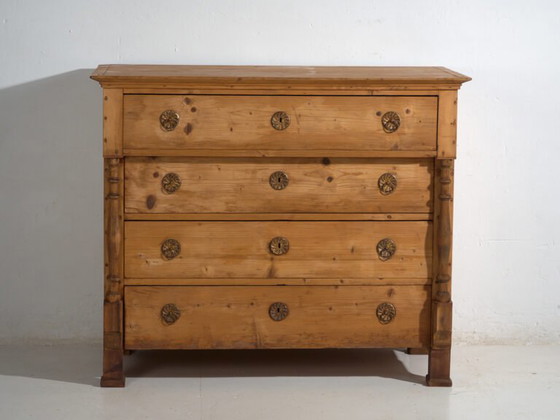 Antique solid pine chest of drawers – Rustic European dresser – circa 1900 – Metal (photo 34 of 40)