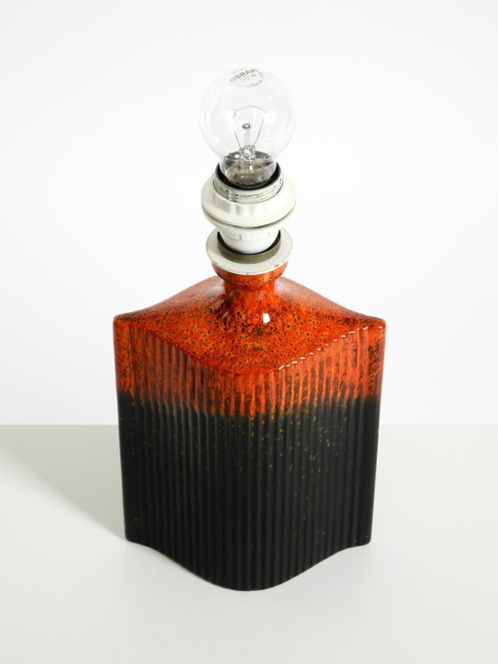 Image 1 of Unique 1960s ceramic table lamp in red and black by Kaiser Leuchten