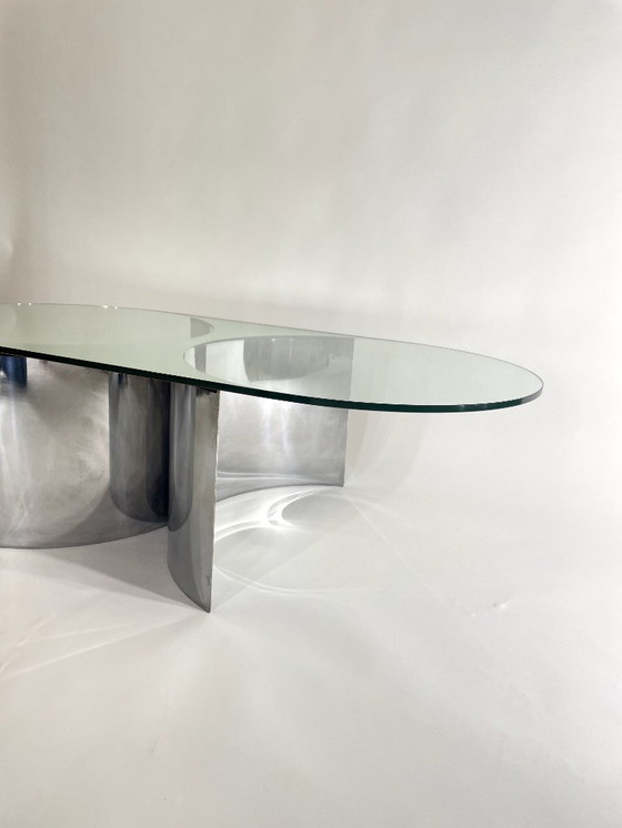 Image 1 of Jorn Couchtisch aus verchromtem Stahl und versilbertem Kristall Mod. 3102 von Giuseppe Raimondi für Cristal Art, Italien, 1970er