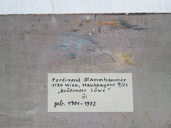 Image 1 of Ferdinand Stammhammer "Brüllender Löwe"- Ölgemälde - handsigniert - (60 x 50 cm)