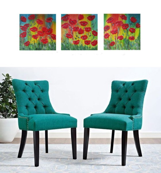 Image 1 of 3 Tafelbilder Mohnblumen