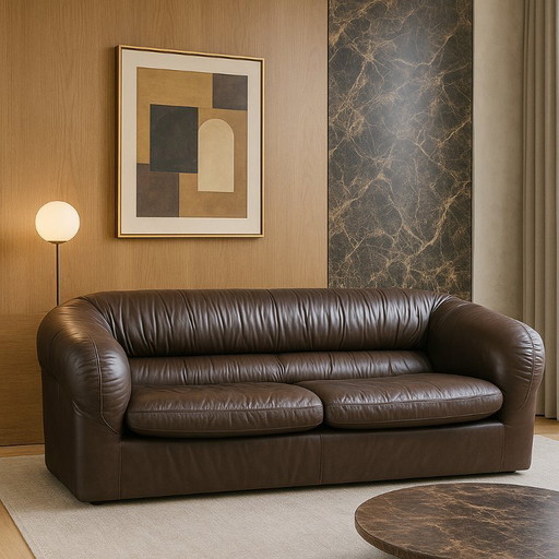 Bruin Leren Italiaans Design 2 Zits Sofa 