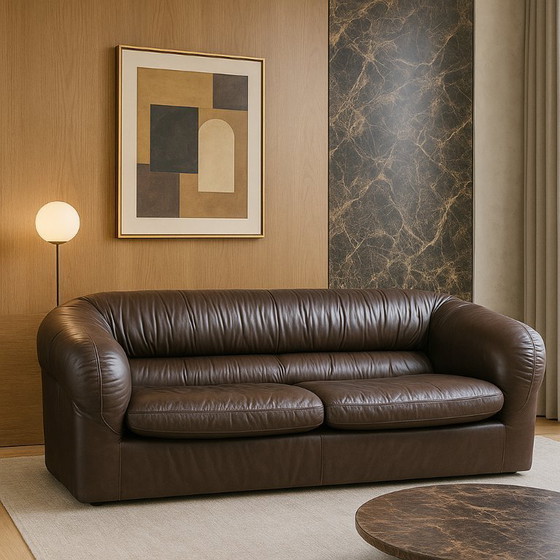 Image 1 of Bruin Leren Italiaans Design 2 Zits Sofa 