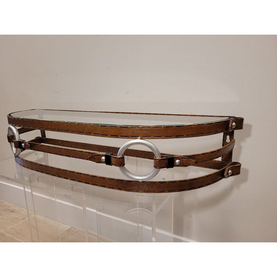 Image 1 of Vintage wrought iron floating console with glass top, France 1990