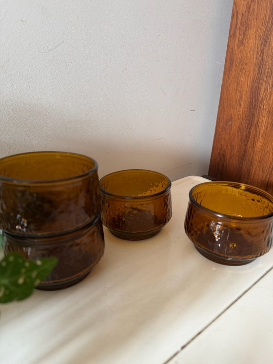 Ciotole piccole Mid Century Arcoroc Siërra, set di 4, Bicchieri e caraffe, Vetro, Dorato (foto 4 di 5)