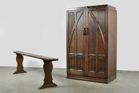 Image 1 of Armadio e/o mobile da ingresso in legno, pezzo unico in stile Art Nouveau, anni '30.