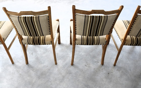 Image 1 of 6x brutalist Danish oak dining chairs